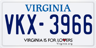 VA license plate VKX3966