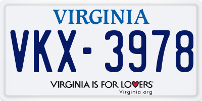 VA license plate VKX3978
