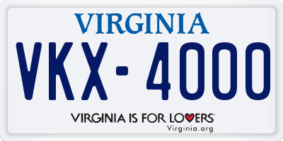 VA license plate VKX4000