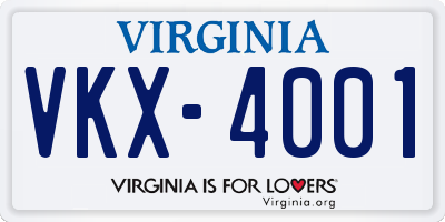 VA license plate VKX4001