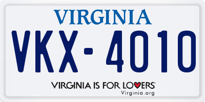 VA license plate VKX4010