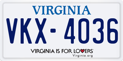 VA license plate VKX4036