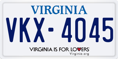 VA license plate VKX4045