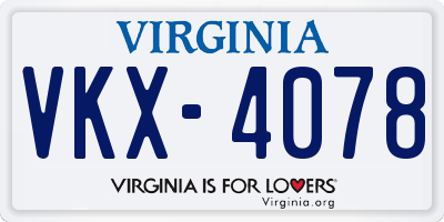 VA license plate VKX4078