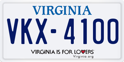 VA license plate VKX4100