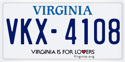 VA license plate VKX4108
