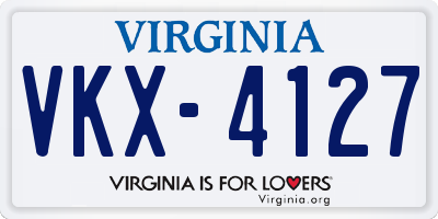 VA license plate VKX4127