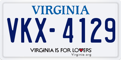VA license plate VKX4129