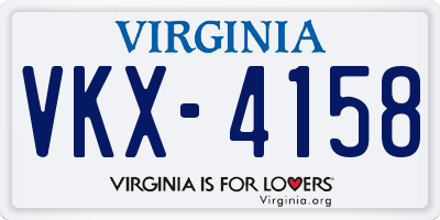VA license plate VKX4158