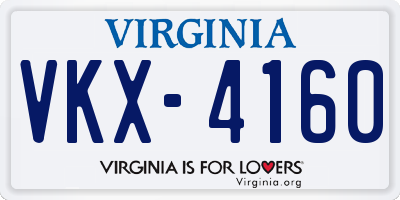 VA license plate VKX4160