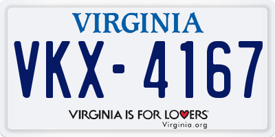 VA license plate VKX4167
