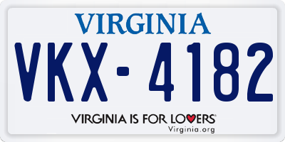 VA license plate VKX4182