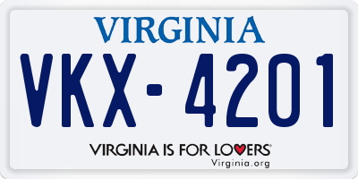 VA license plate VKX4201