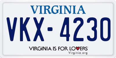 VA license plate VKX4230