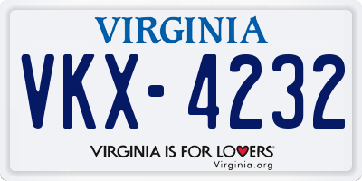 VA license plate VKX4232