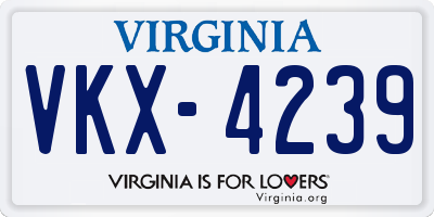 VA license plate VKX4239