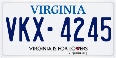 VA license plate VKX4245