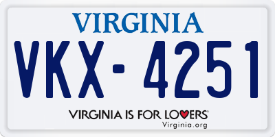 VA license plate VKX4251