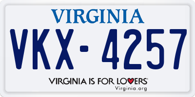 VA license plate VKX4257
