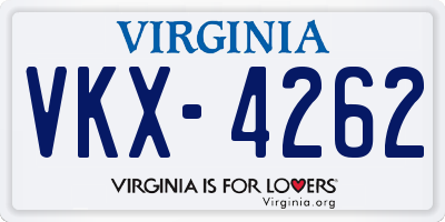 VA license plate VKX4262