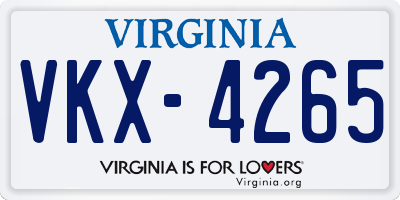 VA license plate VKX4265