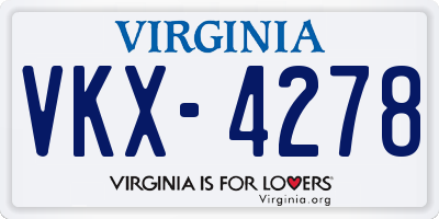 VA license plate VKX4278