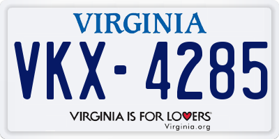 VA license plate VKX4285
