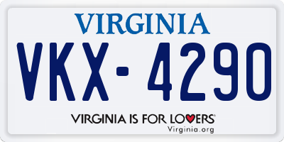 VA license plate VKX4290