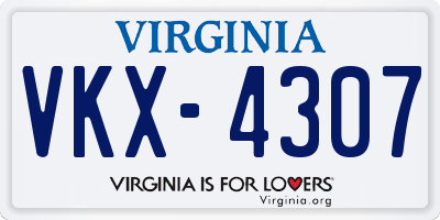 VA license plate VKX4307