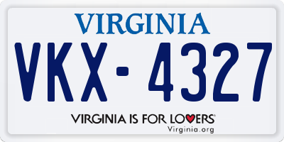 VA license plate VKX4327