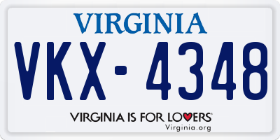 VA license plate VKX4348