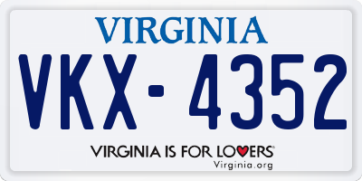 VA license plate VKX4352