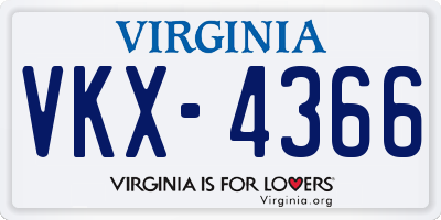 VA license plate VKX4366