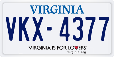 VA license plate VKX4377