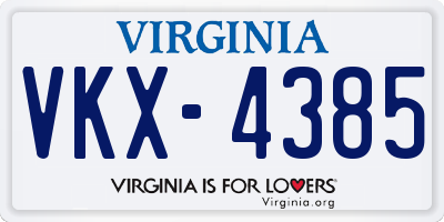 VA license plate VKX4385