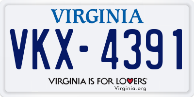 VA license plate VKX4391