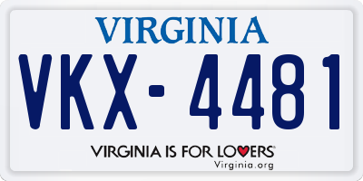 VA license plate VKX4481