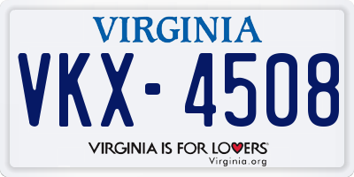 VA license plate VKX4508
