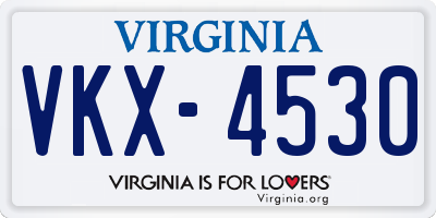 VA license plate VKX4530
