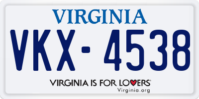 VA license plate VKX4538