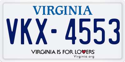 VA license plate VKX4553