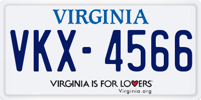 VA license plate VKX4566