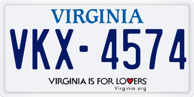 VA license plate VKX4574