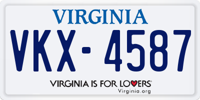 VA license plate VKX4587