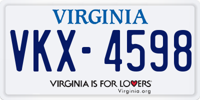 VA license plate VKX4598