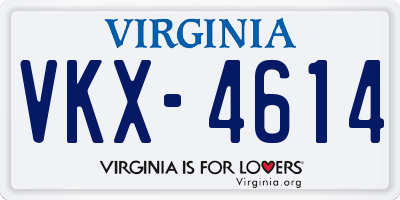 VA license plate VKX4614