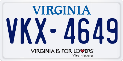 VA license plate VKX4649