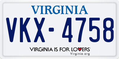 VA license plate VKX4758