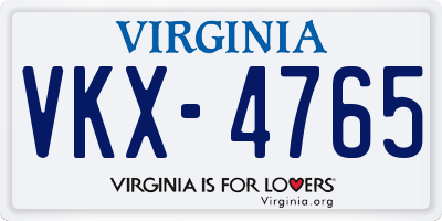 VA license plate VKX4765