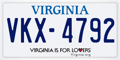 VA license plate VKX4792